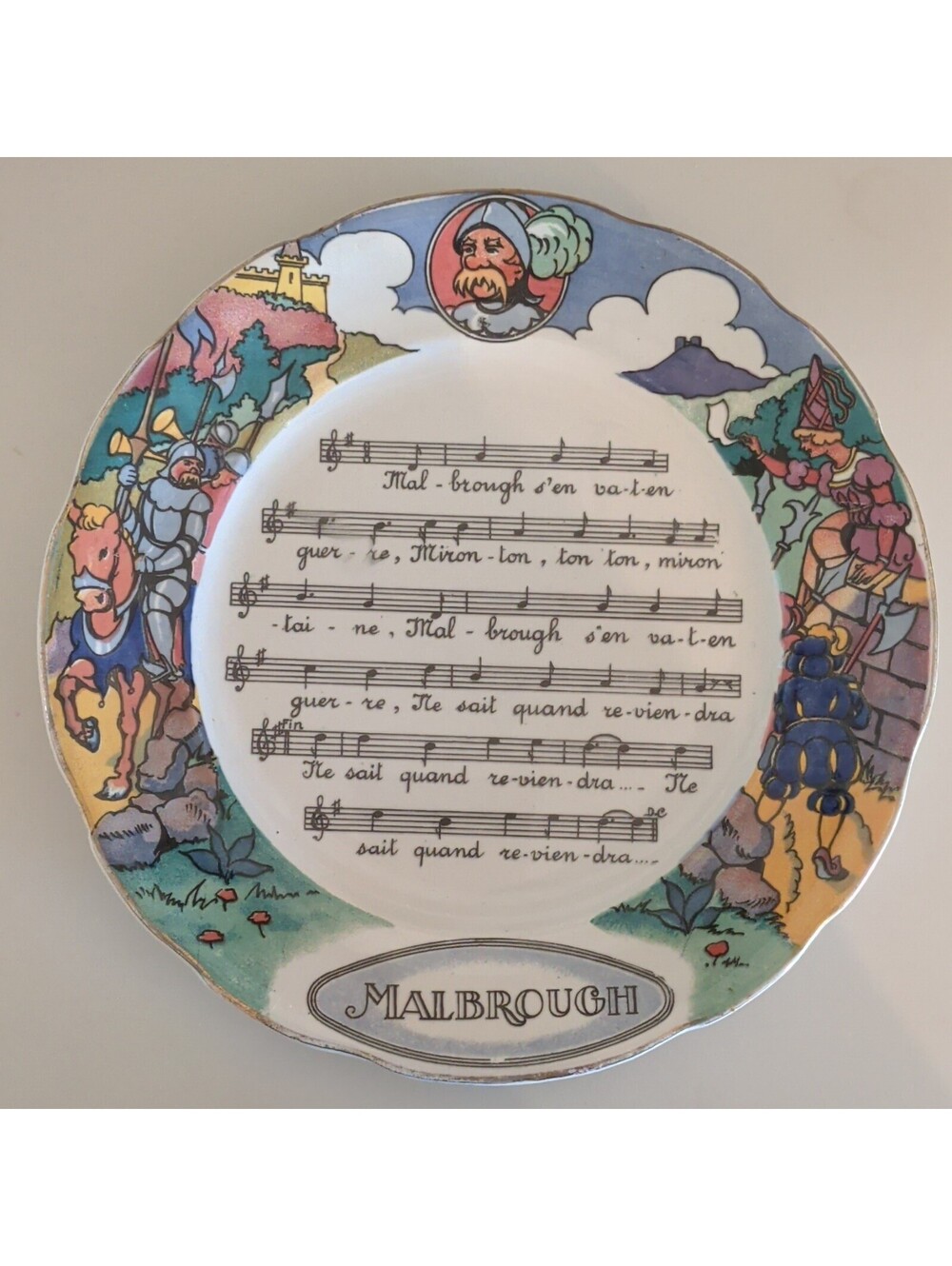 Sarreguemines Chansons et Rondes Malbrough 8" Faience Decorative Plate